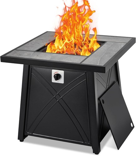 28" Outdoor Propane Fire Pit Table 50000 BTU Patio Rectangle Gas Firepit Table - Picture 3 of 15