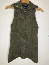 Citron Santa Monica Collection Sleeveless Blouse Top M Crinkle Texture Green