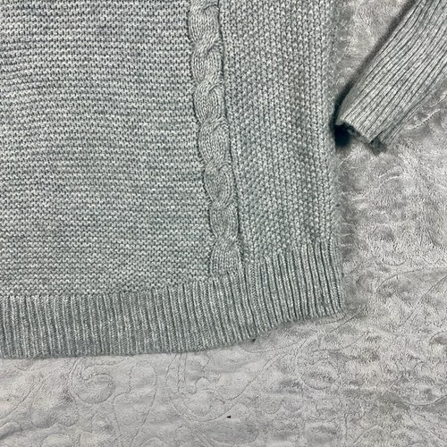 Gap Cable Knit Sweater Gray Wool Blend Turtle Neck Pullover Women's L Fisherman - Imagen 9 de 9