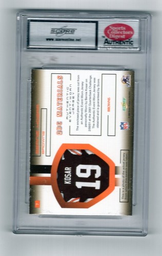2002 - Score - QBC Materials - Bernie Kosar - JERSEY - GRADED UNTOUCHED!!! - Picture 2 of 2