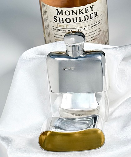 Fabulous Sterling Silver Hip Flask Detachable Gilt Cup By William Neal:1906:192g - Picture 1 of 19