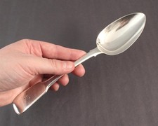 18thC Antique RICHARD TURNER English Sterling Silver Fiddleback Stuffing Spoon