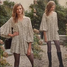 Doen Pietra Dress Cream Saint Claude Paisley Floral Printed V Neck Silk S NWT