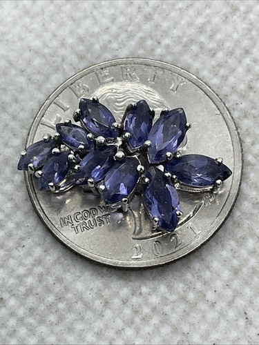 CUTE Solid 10K White Gold 1.65CTW Tanzanite Charm Pendant (22mm x 14mm) 2gr. - Picture 10 of 20