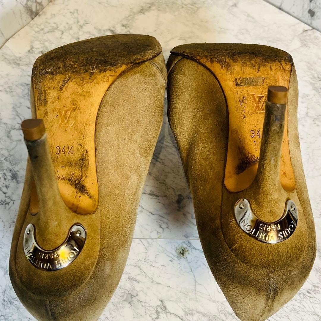Louis Vuitton Women's Pumps Pointed Toe Suede Size:34.5/JP:22 Beige 135483K Auth thumbnail 11