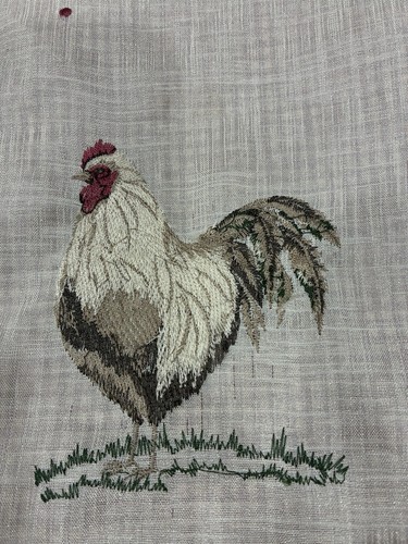 Waverly Embroidered Rooster Double Layer Valance with a red Gingham sheer layer  - Bild 2 von 4