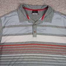 Nike Golf Polo XL Men's Dri-Fit Shirt Stripe White Red Gray Golf