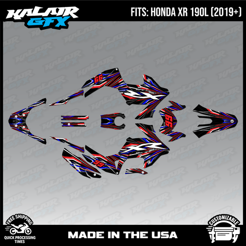 Graphics Kit for  Honda XR190L (2019+) Prime - RED-BLUE - Bild 1 von 4