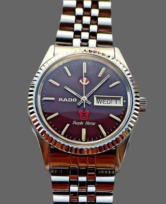RADO Purple Horse Men s Automatic Day Date Watch Two Tone Bracelet