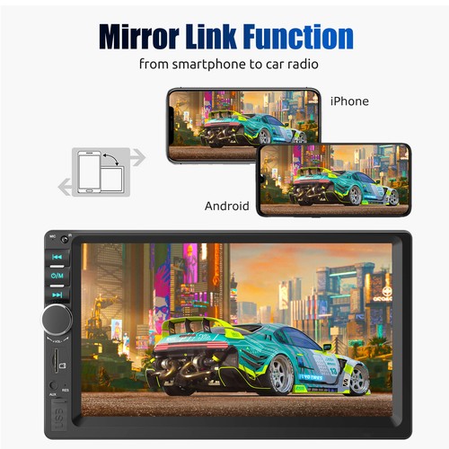7" 2 DIN Car Stereo Radio Touch Screen Apple Carplay Android Auto AUX w/ Camera - Picture 5 of 16
