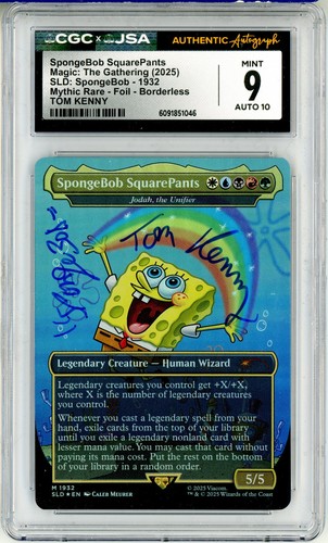 CGC MINT 9 Auto 10 Tom Kenny SpongeBob SquarePants SDL M 1932 Foil Borderless - Picture 1 of 2