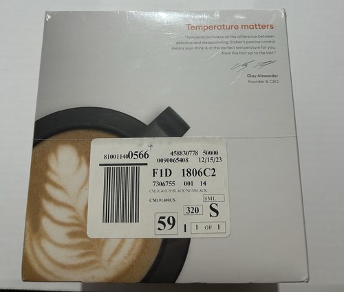 NEU Ember Temperaturkontrolle 14 Unzen Smart Mug 2 und Deckel - Schwarz Neu mit Etikett - Bild 5 von 5