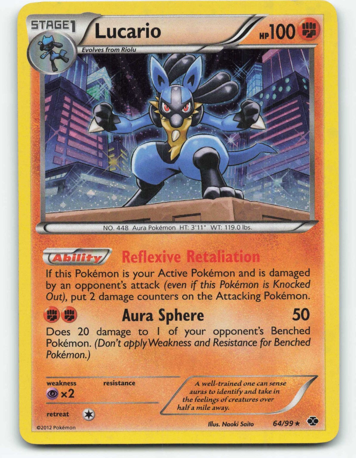 Lucario 64/99 holo next destinies. nm/lp
