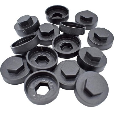 TIMCo Hex 16mm 5/16'' Push On Corrugated Roofing & Cladding Screw Caps Black