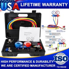 Refrigerant Manifold Gauge A/C AC Charging Hose Air Conditioner 5 FT Hose W/case