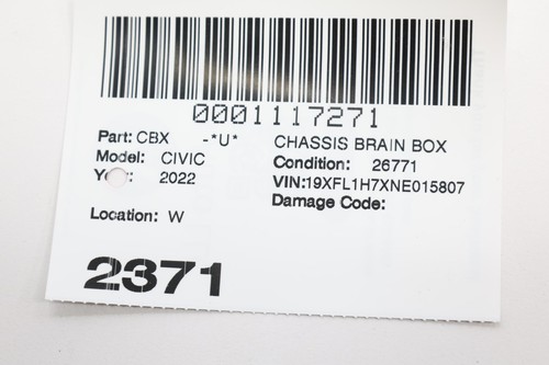 2022 HONDA CIVIC Chassis Brain Box 38387tz5a011m1 - Picture 10 of 10