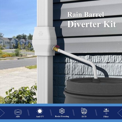Rain Barrel Diverter Kit, Rainwater Collection System Fits for 2x3 or 3x4 Dow... - Picture 2 of 6