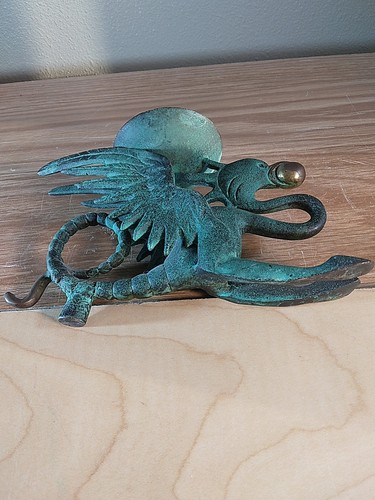 RARO 1940-50 Bronce Dragón Candelabro Grifo Gótico ANTIGUO Excelente Pátina - Imagen 7 de 15