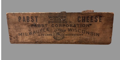 Vintage antiker Werbeschatulle aus Holz 5 Pfund Pabst amerikanischer Käse - Bild 1 von 6