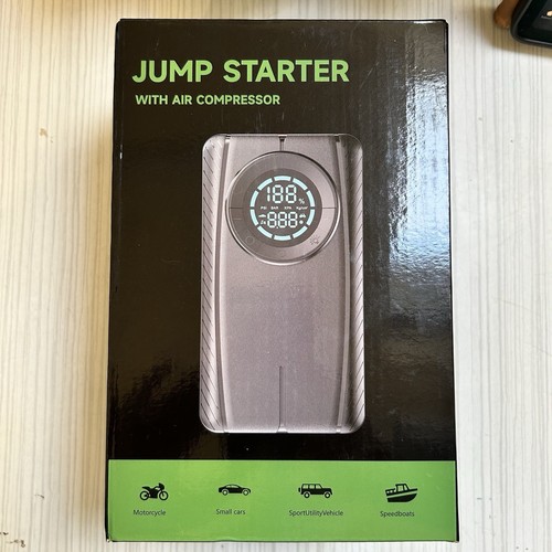 Jump Starter Batteria Pack con Compressore Aria 9.0 Gas/8.0L Diesel 12V Portatile - Foto 2 di 7