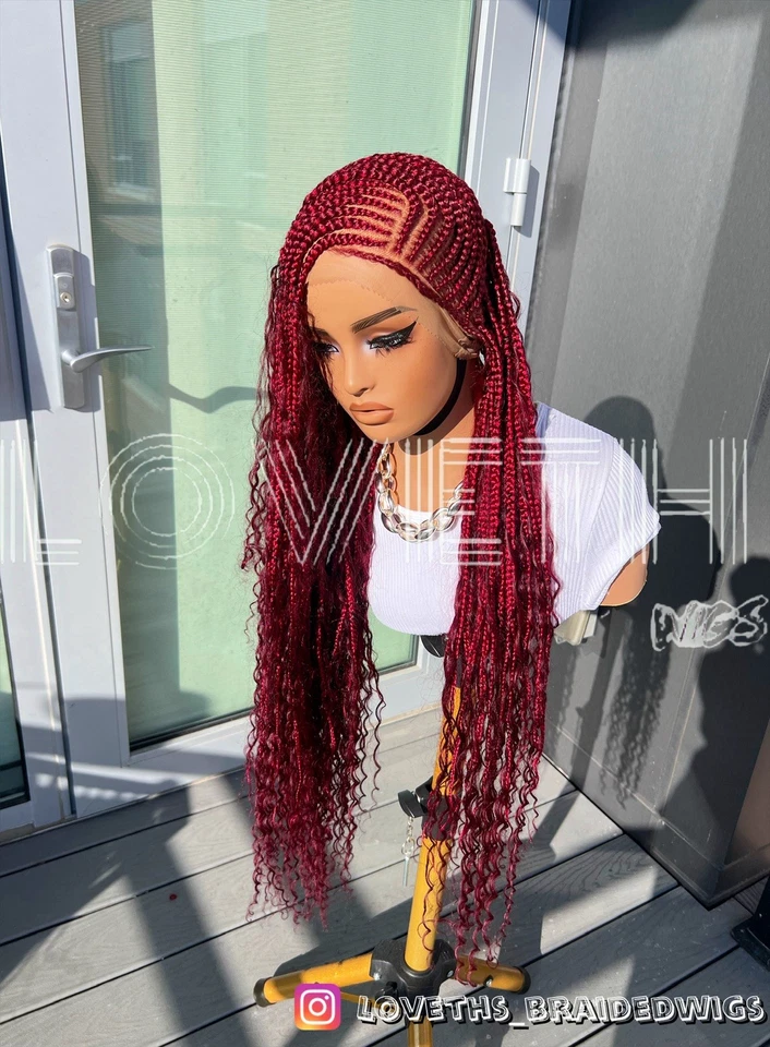 Cabello Humano Boho (ENVÍO 2 DÍAS) Cornrow Peluca Trenzada Encaje Completo, Trenza Sin Nudos Foto 2 de 4