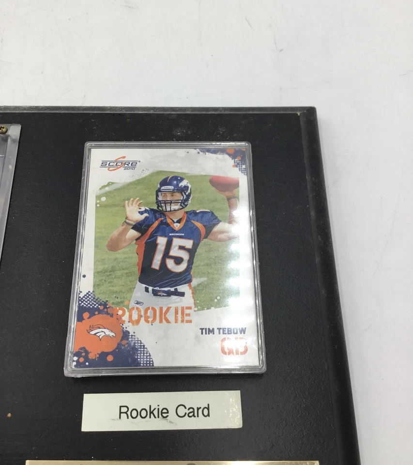 Tim Tebow Plaque with Official NFL Photo and 2010 Score Rookie Card - Image 3 of 4
