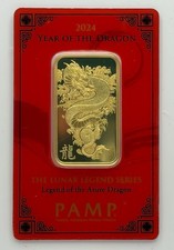 PAMP Legend of the Azure Dragon 2024 - 1 oz Gold Bar 999.9 Fine (In Assay) 3226.01 per troy oz