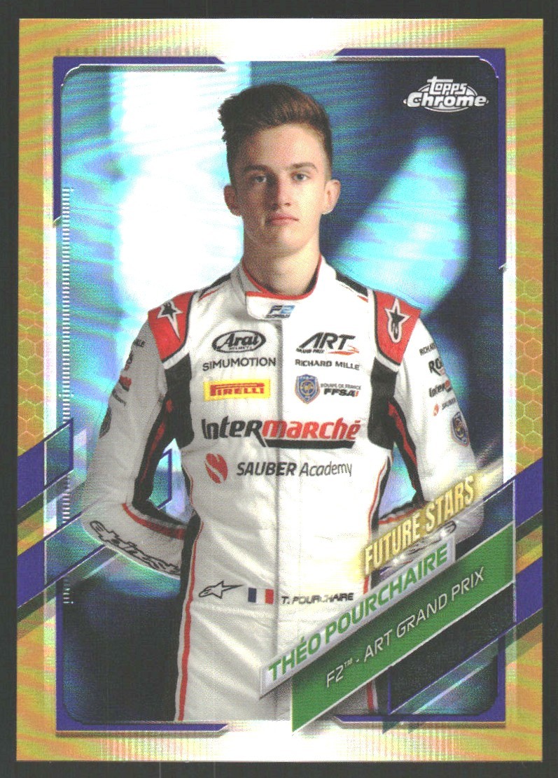 THÉO POURCHAIRE 2021 TOPPS CHROME FORMULA 1 GOLD/PURPLE REFRACTOR #78 ART GRAND