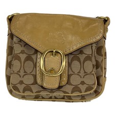 COACH Signature Shoulder Bag, Crossbody Pochette beige gold canvas
