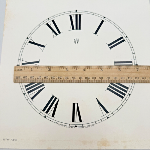 NOS Waterbury Clock Co. Paper Clock Dial 7" Dia.    (WTM-700-R) - Bild 3 von 3