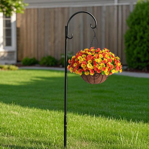 Artificial Hanging Flowers with Basket, Faux Silk Petunias Flower Arrangement... - Picture 6 of 8
