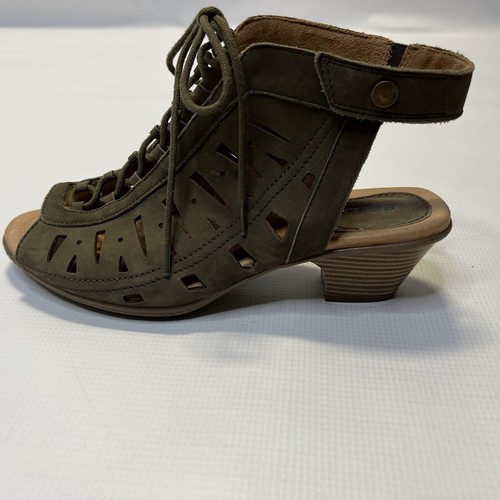 Earth Origins Women's Kristen Gladiator Leather Heeled Sandal Size 9 Dark Olive - Picture 10 of 13