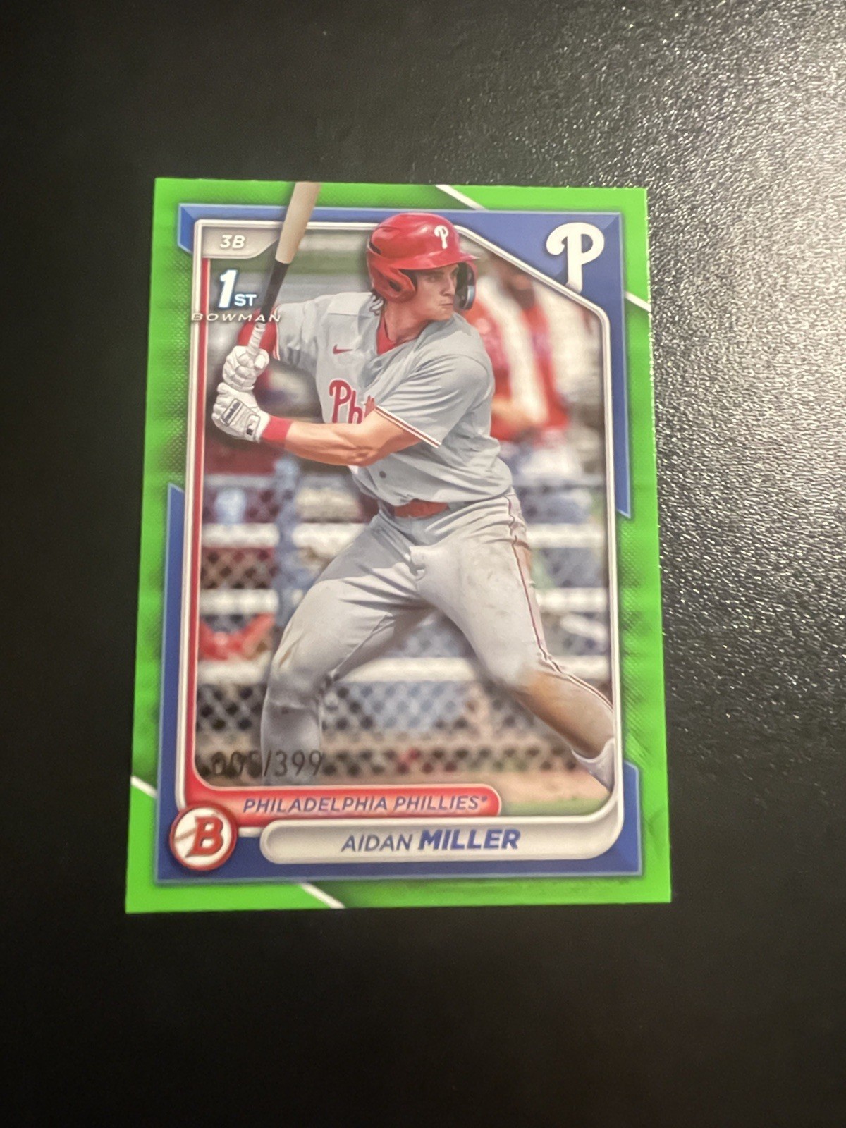 2024 Bowman Aidan Miller 1st Bowman Neon Green /399 Prospect RC