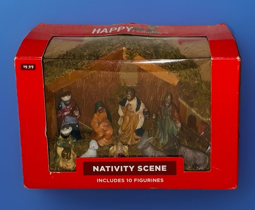 Belén Cristiano Set 9 Estatuillas y Establo Decoración de Navidad Religioso Nuevo en Caja - Imagen 1 de 3