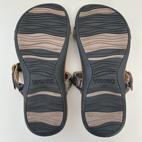 Vionic Viviana Sandals Size 8 Wide Brown Snakeskin Embellished Jewel Slide - Picture 10 of 10