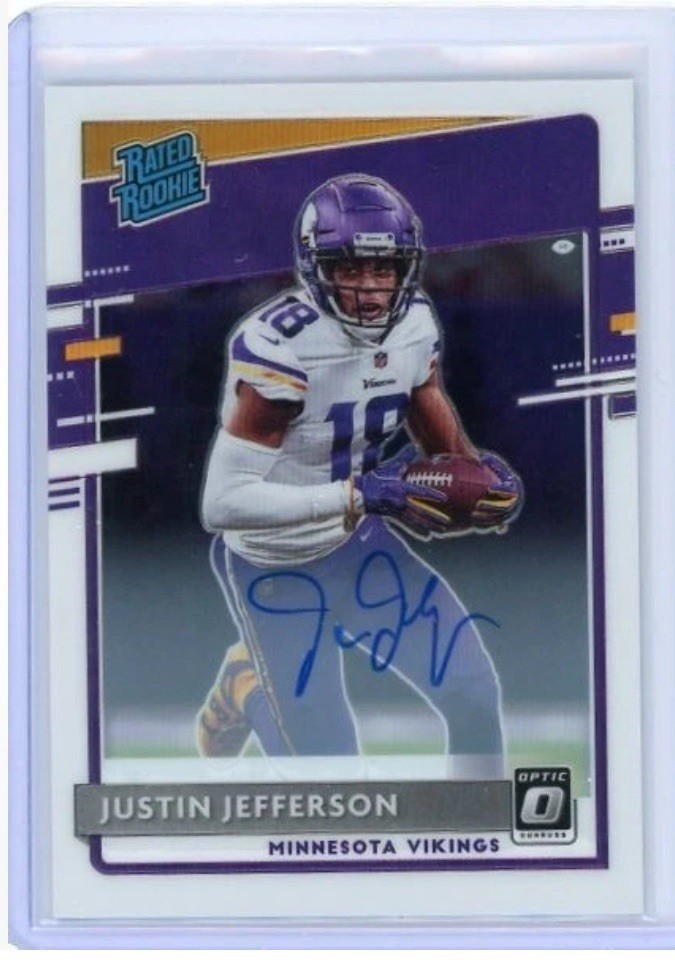 2020 Donruss Optic Justin Jefferson Rated Rookie Auto RC # /150 Vikings On Card!