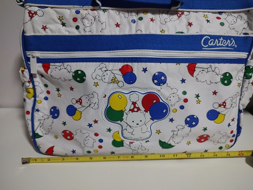 Vintage 80s 90s Carter's Diaper Bag - Bears Balloons Balls - Blue White *RARE* - Picture 14 of 23