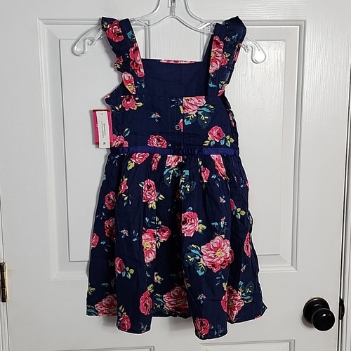 Zunie Blue Floral Button Back Dress, NWT, Girls 4/5 - Picture 4 of 5