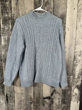 Alfred Dunner Womens Cable Knit Sparkle Mock Neck Sweater Size Small