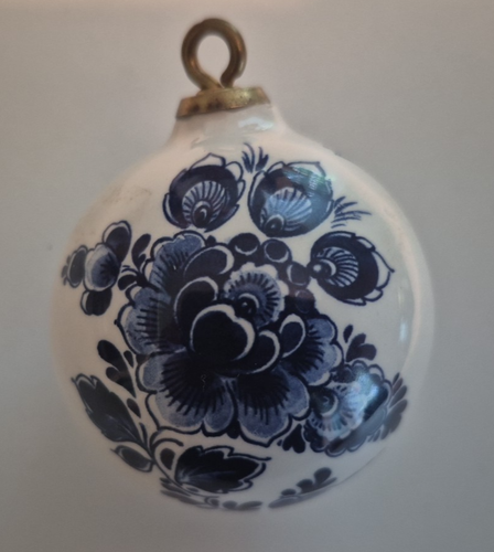 Delft Blue FG Handwork small Christmas Ornament Ball Holland 2 1/2" round - Picture 2 of 5