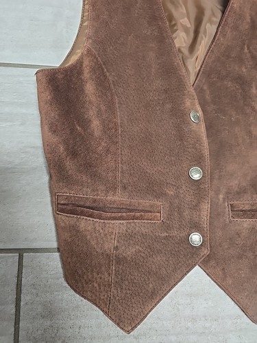 Vintage 90s Arizona Jeans Co Youth Suede Leather Vest Size S - Picture 2 of 8