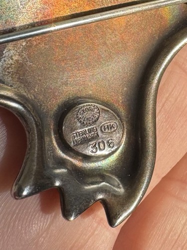 Geo Jensen Henning Kopel Enamel Amoeba Pin Brooch Vintage Blues Danish Denmark - Picture 4 of 5