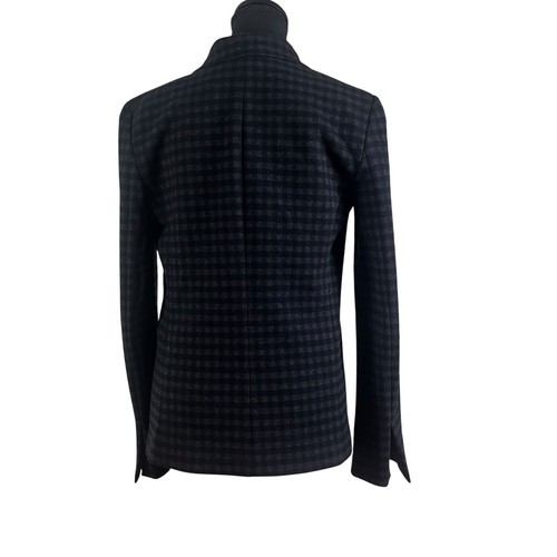 Theory Staple Blazer Women 0 XS Gingham Check Knit Single Button Split Cuff Gray - Picture 2 of 18