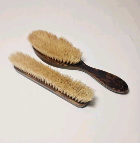 Pair Vintage Faux Tortoiseshell Celluloid Bristle Brushes - Bristle & Monofil - Picture 11 of 14