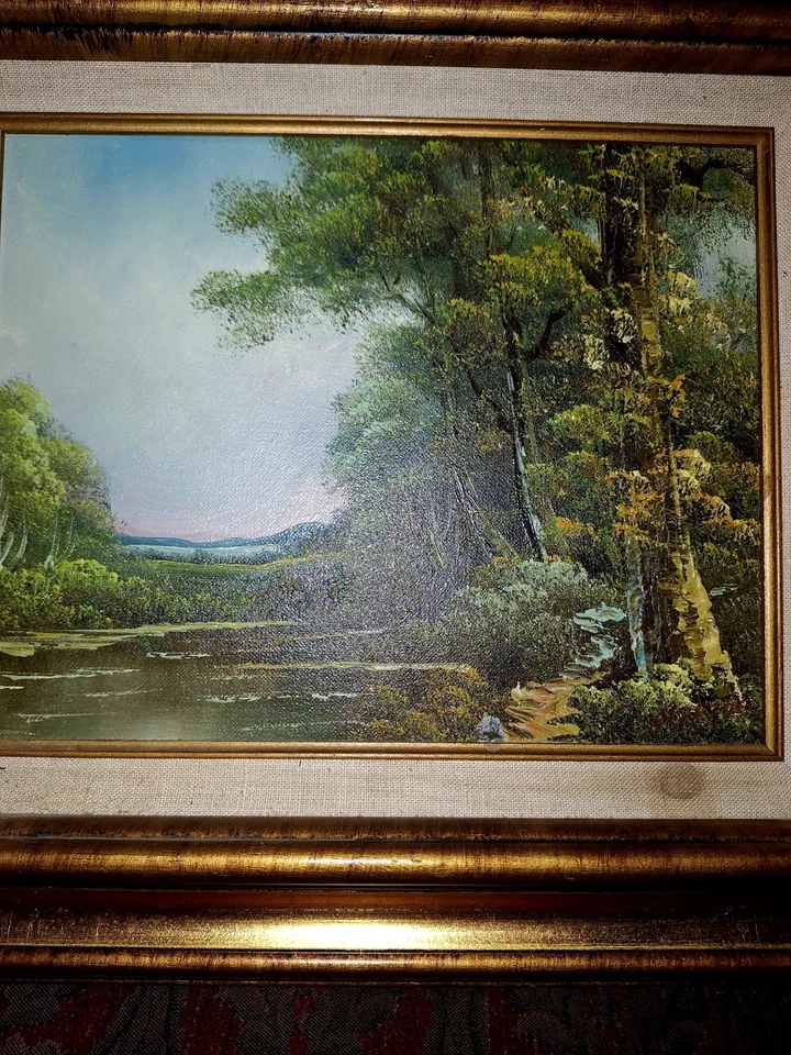 Vintage Oil Painting Landscape Signed 13"x14" - Image 3 of 4