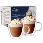 2x Celeste Double Walled Glass Thermal Shot Glass Coffee Espresso Cups 160 ml