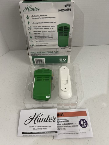 Hunter Damp Rated Ceiling Fan Handheld Remote Control White 3 Speed 99392 - Picture 8 of 8