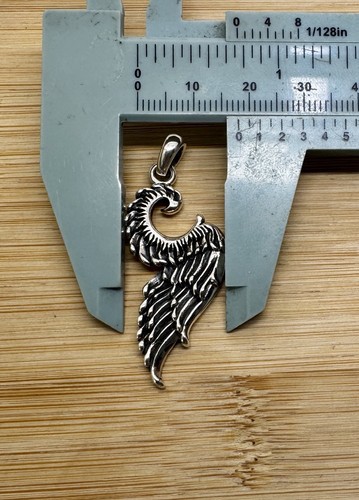 Flying Phoenix Design Oxidized Pendant STERLING SILVER 925 9.5g 18x48mm SP245 - Picture 9 of 21