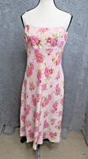 Maggy London Dress Womens 8 Pink Floral Silk Cottagecore Romantic Fairycore
