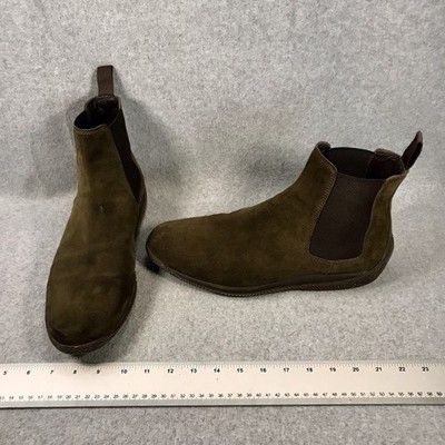 LO White Boots Suede Chelsea Mens 11.5M Sneaker Rubber Olive Green Made In Italy